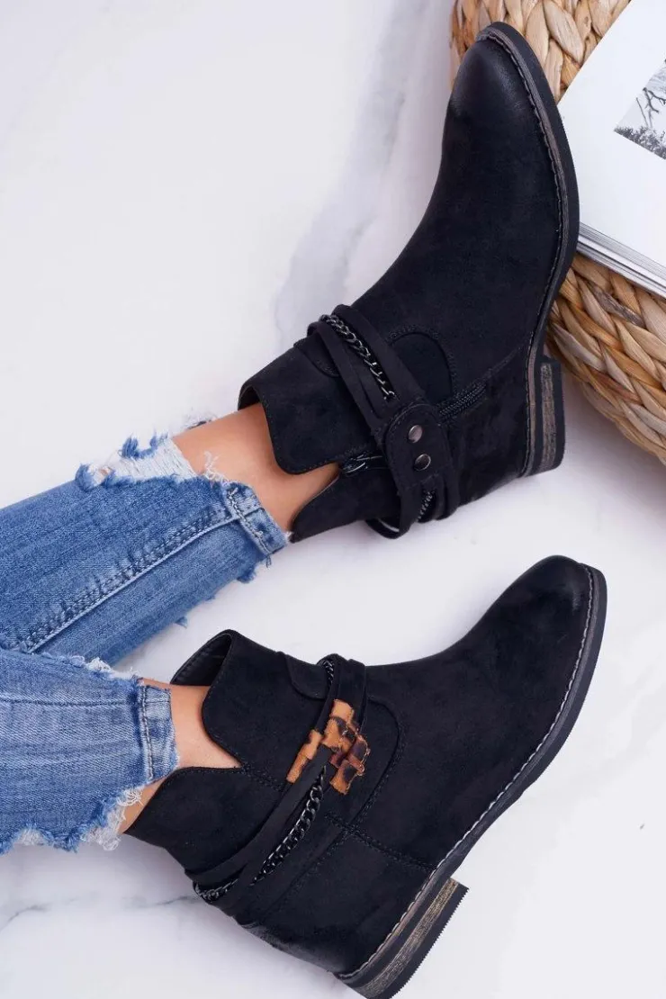 Damskie Buty damskie Vinceza Damskie Botki Zamszowe Ukryty Koturn Czarne Mirley