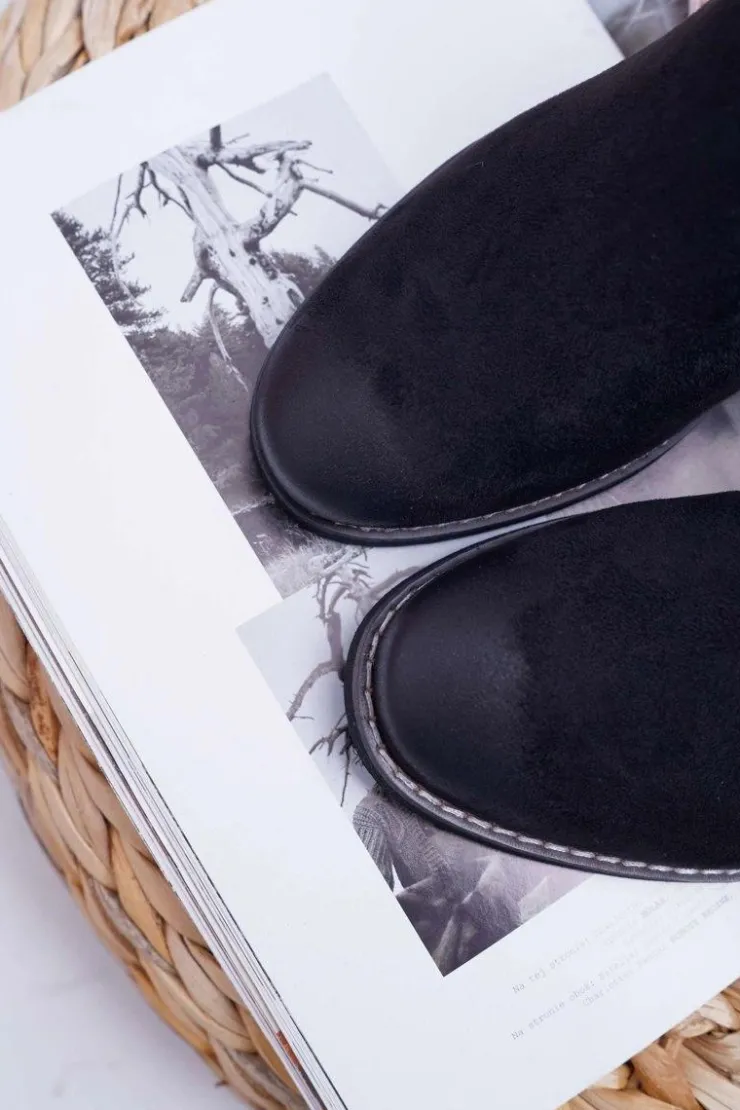 Damskie Buty damskie Vinceza Damskie Botki Zamszowe Ukryty Koturn Czarne Mirley