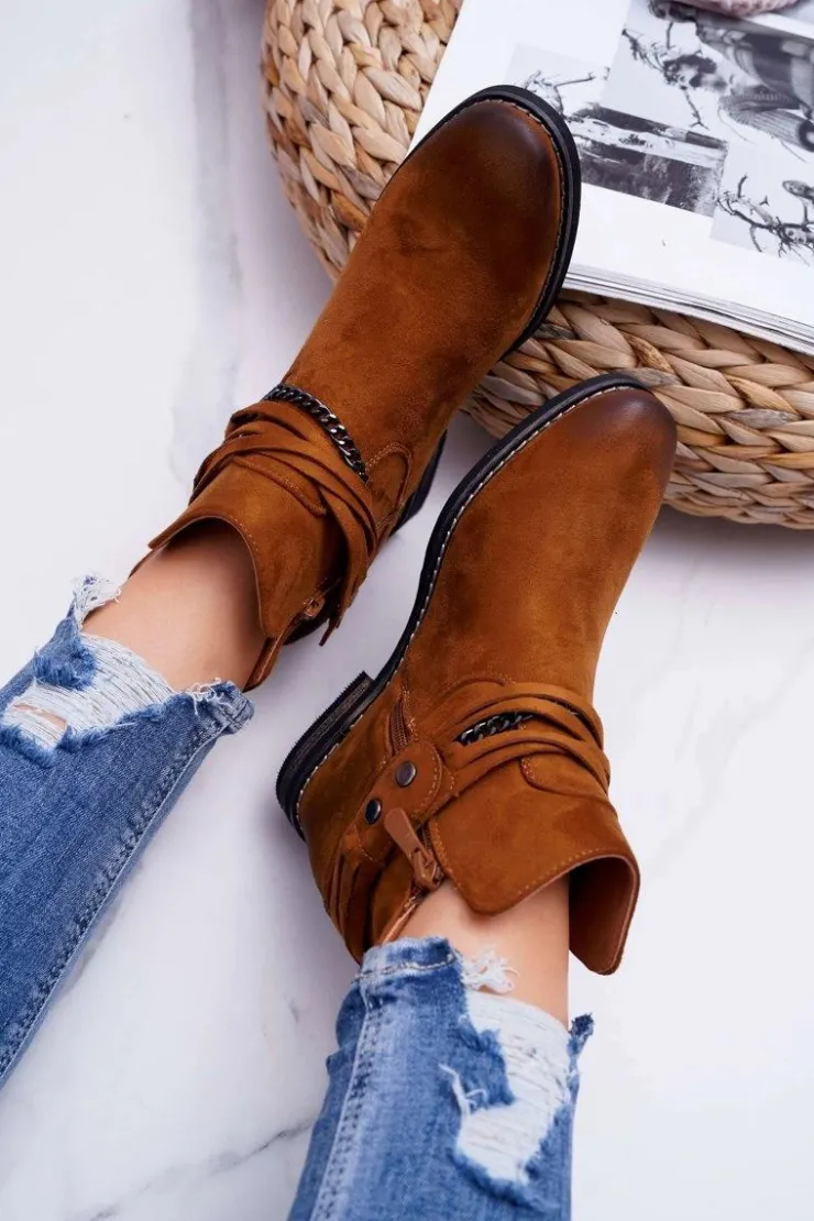 Hot Buty damskie Vinceza Damskie Botki Zamszowe Ukryty Koturn Camel Mirley