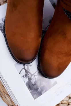 Hot Buty damskie Vinceza Damskie Botki Zamszowe Ukryty Koturn Camel Mirley