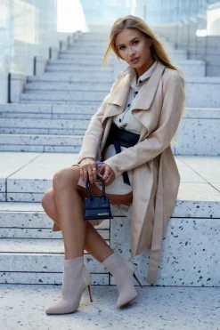 Damskie buty S.Barski Botki Wiosenne|Brązowe I Beżowe Botki*Damskie Botki Ze Skarpetą Na Szpilce Beżowe Last Night