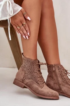 Damskie Damskie buty S.Barski Damskie Botki Ze Wzorem Brązowe S.Barski HY66-136