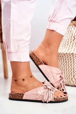 Boto Klapki Korkowe|Klapki Damskie Klasyczne*Damskie Brudny Róż Klapki Na Korku Frędzle Marina