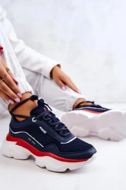 Damskie Big Star Shoes Damskie Buty Sportowe Big Star JJ274A117 Granatowe