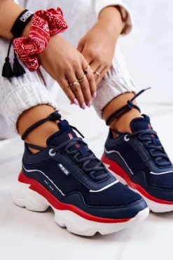 Damskie Big Star Shoes Damskie Buty Sportowe Big Star JJ274A117 Granatowe