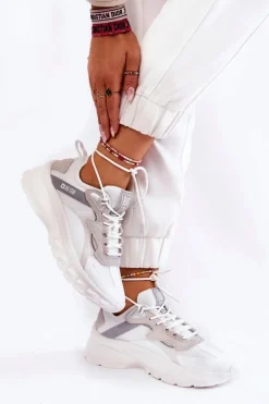 Damskie Big Star Shoes Damskie Buty Sportowe Big Star KK274057 Białe