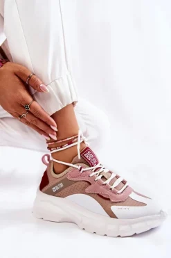 Big Star Shoes Buty Sportowe Big Star|Sneakersy Damskie*Damskie Buty Sportowe Big Star KK274055 Beżowe