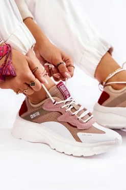 Big Star Shoes Buty Sportowe Big Star|Sneakersy Damskie*Damskie Buty Sportowe Big Star KK274055 Beżowe