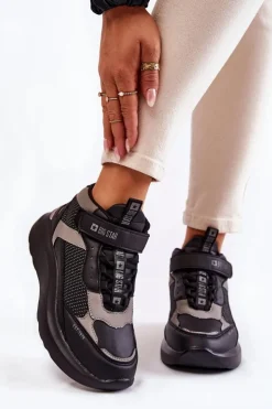 Big Star Shoes Buty Sportowe Big Star|Sneakersy Damskie*Damskie Buty Sportowe Memory Foam System Big Star KK274403 Czarne