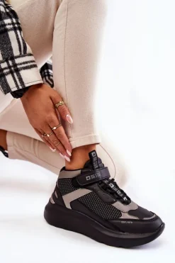 Big Star Shoes Buty Sportowe Big Star|Sneakersy Damskie*Damskie Buty Sportowe Memory Foam System Big Star KK274403 Czarne