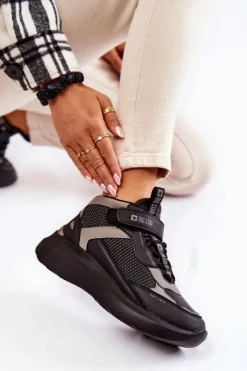 Big Star Shoes Buty Sportowe Big Star|Sneakersy Damskie*Damskie Buty Sportowe Memory Foam System Big Star KK274403 Czarne