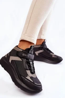 Big Star Shoes Buty Sportowe Big Star|Sneakersy Damskie*Damskie Buty Sportowe Memory Foam System Big Star KK274403 Czarne