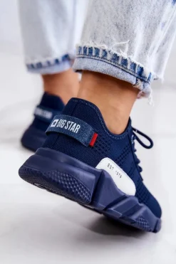Big Star Shoes Buty Sportowe Big Star*Damskie Buty Sportowe Memory Foam Big Star JJ274274 Granatowe