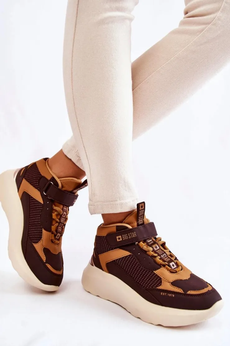 Big Star Shoes Buty Sportowe Big Star|Sneakersy Damskie*Damskie Buty Sportowe Memory Foam System Big Star KK274404 Brązowe Brązowy