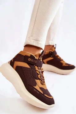 Big Star Shoes Buty Sportowe Big Star|Sneakersy Damskie*Damskie Buty Sportowe Memory Foam System Big Star KK274404 Brązowe Brązowy