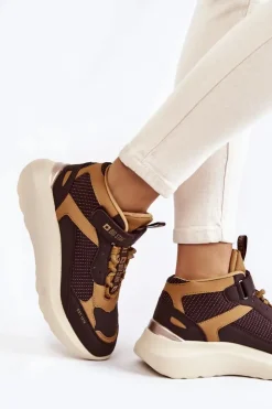 Big Star Shoes Buty Sportowe Big Star|Sneakersy Damskie*Damskie Buty Sportowe Memory Foam System Big Star KK274404 Brązowe Brązowy