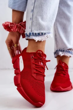 Big Star Shoes Buty Sportowe Big Star*Damskie Buty Sportowe Memory Foam Big Star JJ274270 Czerwone