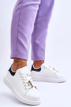 Damskie Boto Damskie Buty Sportowe Na Masywnej Platformie Biało-Czarne Chante