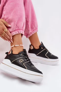 Boto Buty Sportowe Na Platformie|Sneakersy Damskie*Damskie Buty Sportowe Na Platformie Czarne Caldeno