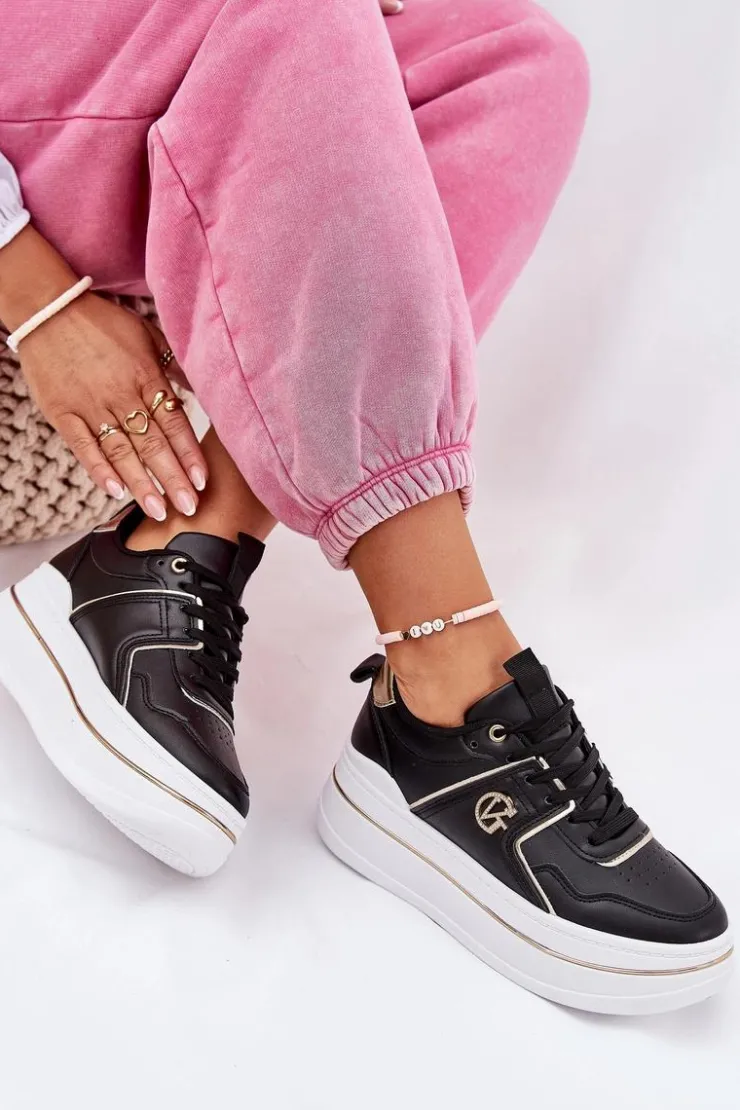 Boto Buty Sportowe Na Platformie|Sneakersy Damskie*Damskie Buty Sportowe Na Platformie Czarne Caldeno