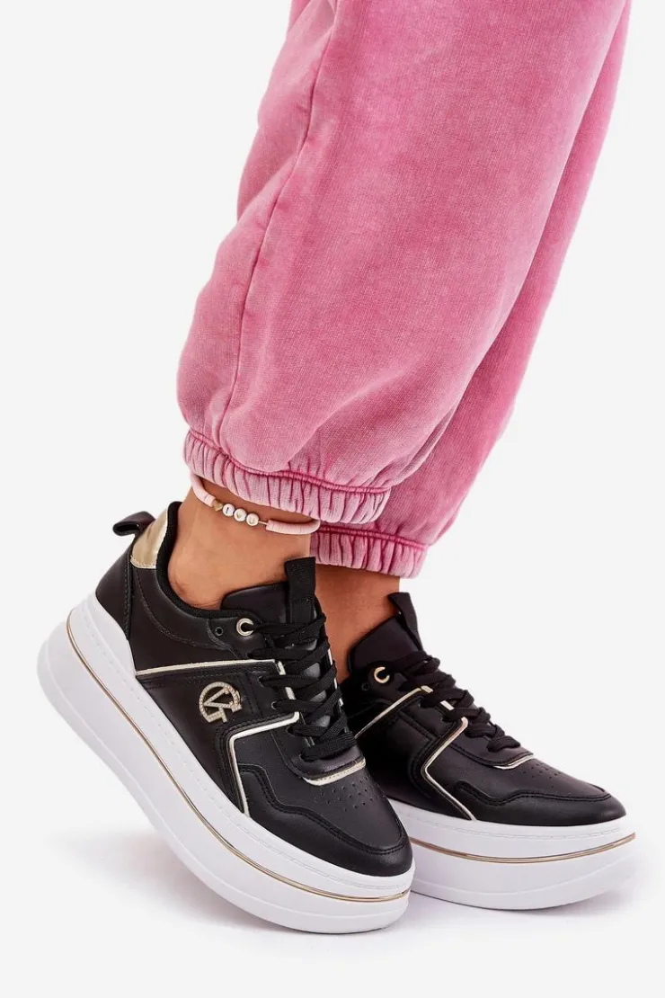 Boto Buty Sportowe Na Platformie|Sneakersy Damskie*Damskie Buty Sportowe Na Platformie Czarne Caldeno