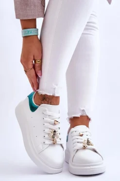 Boto Sneakersy Damskie*Damskie Buty Sportowe Na Masywnej Platformie Biało-Zielone Chante