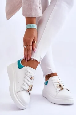 Boto Sneakersy Damskie*Damskie Buty Sportowe Na Masywnej Platformie Biało-Zielone Chante