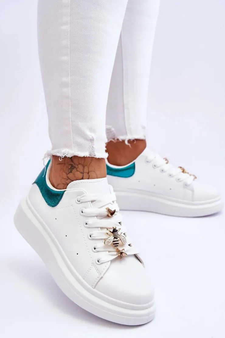 Boto Sneakersy Damskie*Damskie Buty Sportowe Na Masywnej Platformie Biało-Zielone Chante