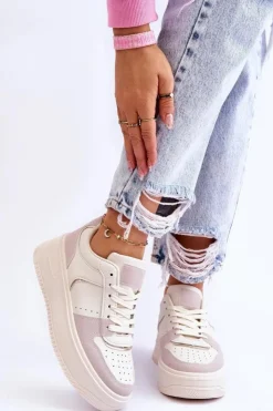 Boto Buty Sportowe Na Platformie|Sneakersy Damskie*Damskie Buty Sportowe Na Wysokiej Platformie Jasnobeżowe Bexley