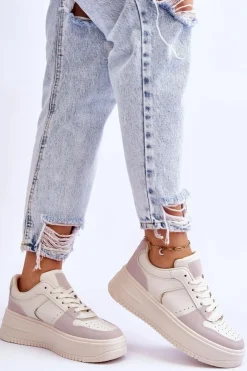 Boto Buty Sportowe Na Platformie|Sneakersy Damskie*Damskie Buty Sportowe Na Wysokiej Platformie Jasnobeżowe Bexley