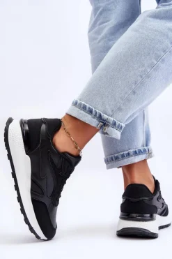 Damskie Boto Damskie Buty Sportowe Na Platformie Czarno-Białe Henley