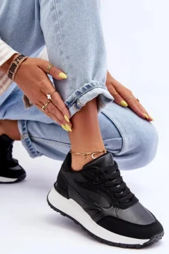 Damskie Boto Damskie Buty Sportowe Na Platformie Czarno-Białe Henley