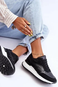 Damskie Boto Damskie Buty Sportowe Na Platformie Czarno-Białe Henley