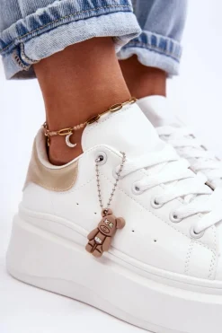 Boto Damskie Buty Sportowe Na Masywnej Platformie Biało-Złote Mariell