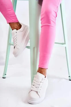 Outlet Boto Damskie Buty Sportowe Na Platformie Białe Eliso