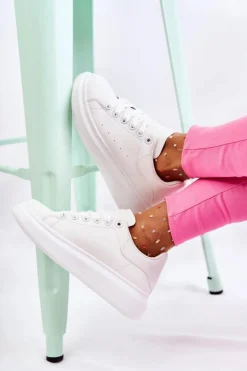 Outlet Boto Damskie Buty Sportowe Na Platformie Białe Eliso
