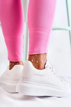 Outlet Boto Damskie Buty Sportowe Na Platformie Białe Eliso