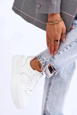 Outlet Boto Damskie Buty Sportowe Na Wysokiej Platformie Białe Bexley