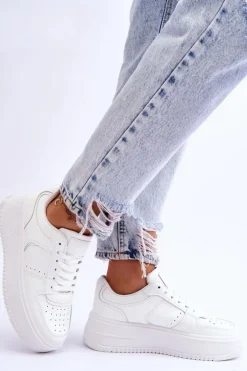 Outlet Boto Damskie Buty Sportowe Na Wysokiej Platformie Białe Bexley