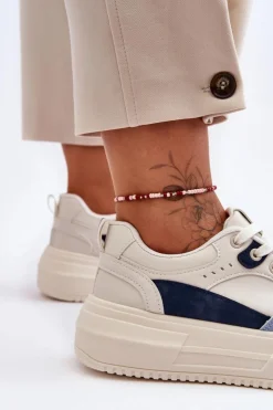 Damskie Boto Damskie Buty Sportowe Na Masywnej Platformie Biało-Niebieskie Gemma