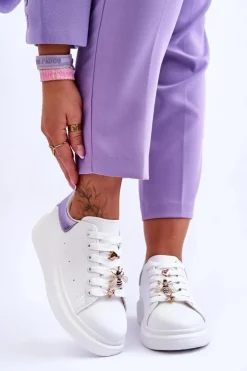 Damskie Boto Damskie Buty Sportowe Na Masywnej Platformie Biało-Fioletowe Chante