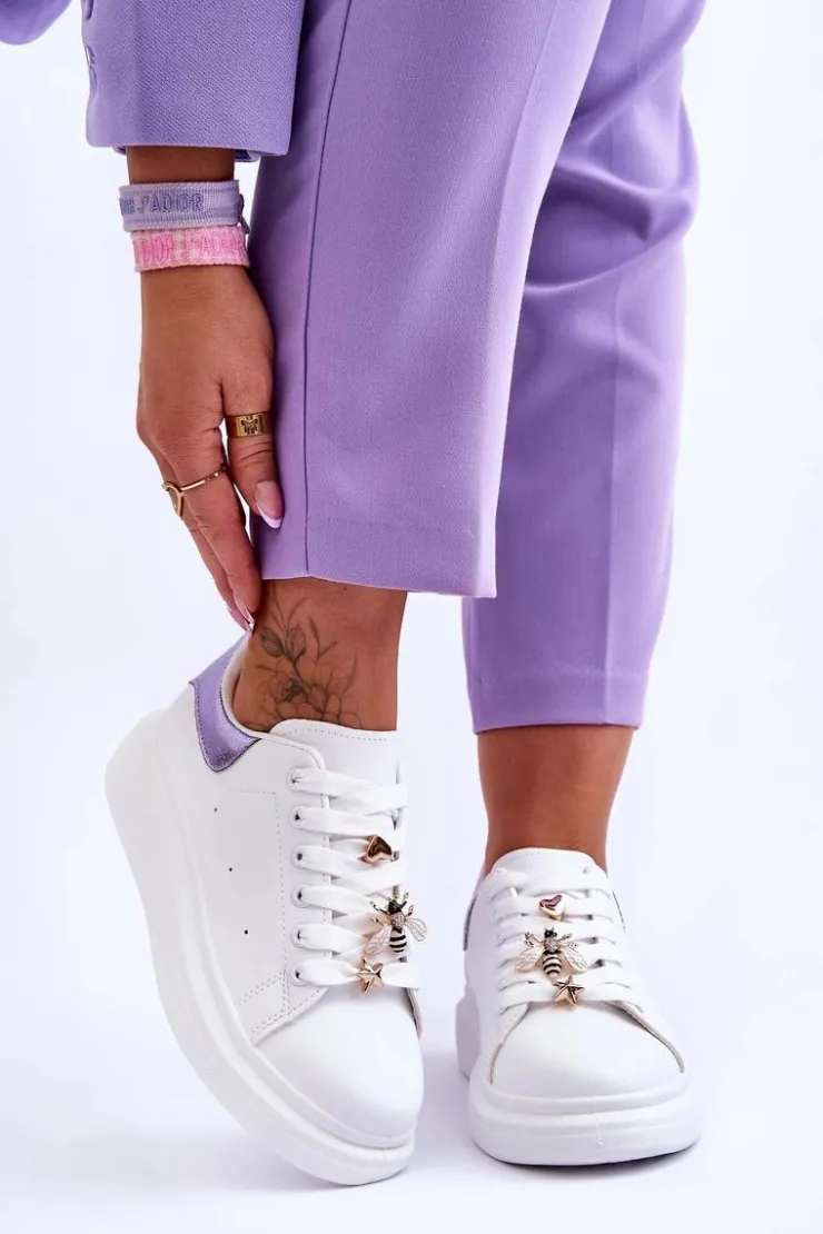 Damskie Boto Damskie Buty Sportowe Na Masywnej Platformie Biało-Fioletowe Chante