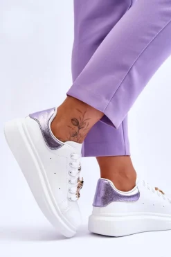 Damskie Boto Damskie Buty Sportowe Na Masywnej Platformie Biało-Fioletowe Chante