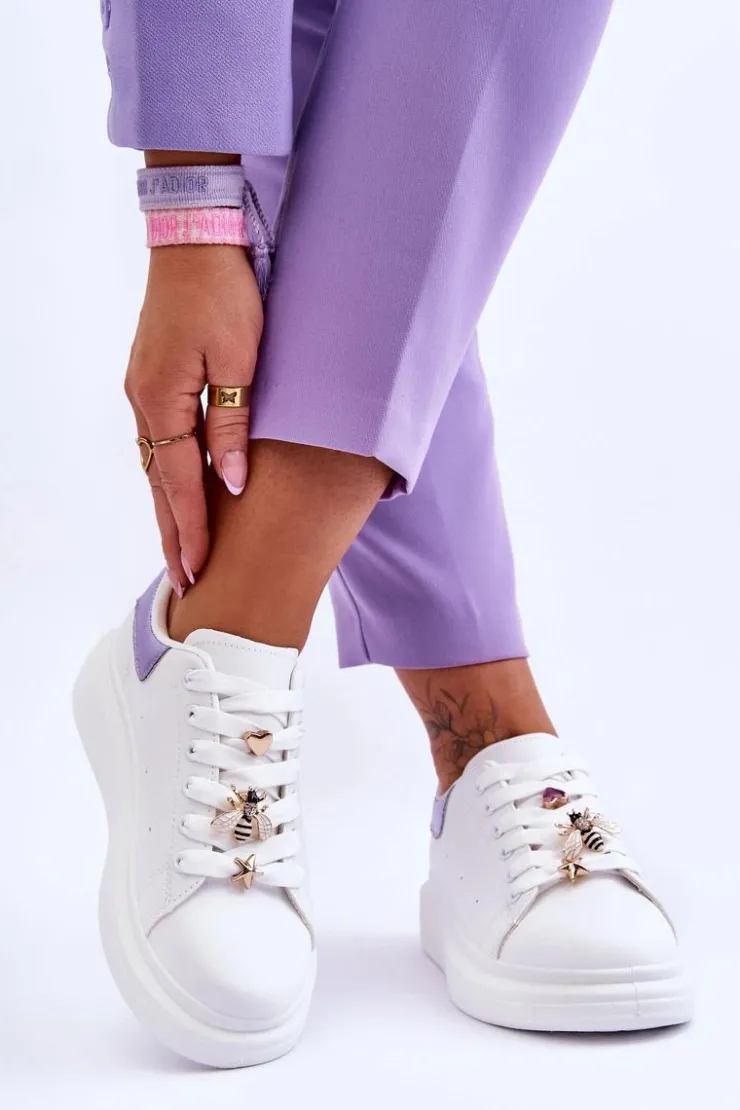 Damskie Boto Damskie Buty Sportowe Na Masywnej Platformie Biało-Fioletowe Chante