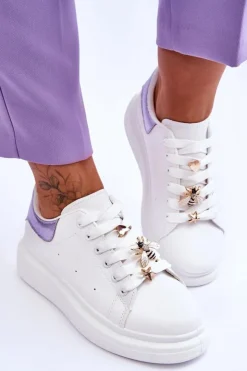 Damskie Boto Damskie Buty Sportowe Na Masywnej Platformie Biało-Fioletowe Chante