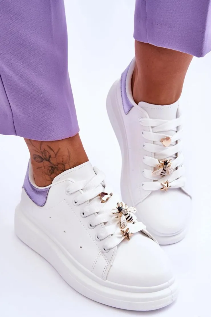 Damskie Boto Damskie Buty Sportowe Na Masywnej Platformie Biało-Fioletowe Chante