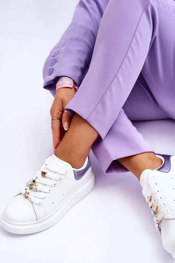 Damskie Boto Damskie Buty Sportowe Na Masywnej Platformie Biało-Fioletowe Chante