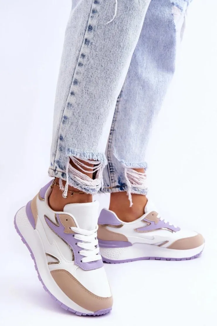 Boto Buty Sportowe Na Platformie|Sneakersy Damskie*Damskie Buty Sportowe Na Platformie Biało-Fioletowe Henley