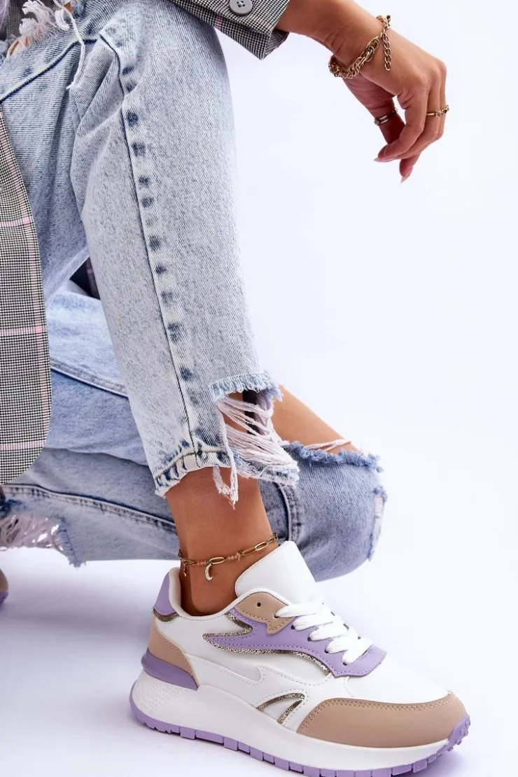 Boto Buty Sportowe Na Platformie|Sneakersy Damskie*Damskie Buty Sportowe Na Platformie Biało-Fioletowe Henley