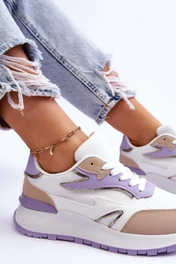 Boto Buty Sportowe Na Platformie|Sneakersy Damskie*Damskie Buty Sportowe Na Platformie Biało-Fioletowe Henley